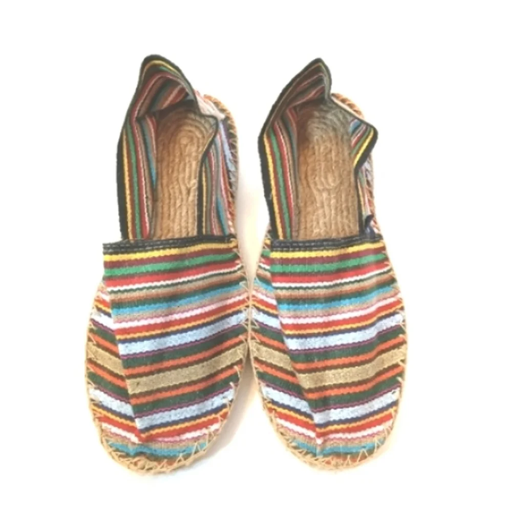 NWOT Ropey Soles Cool Blues Striped French Espadrilles